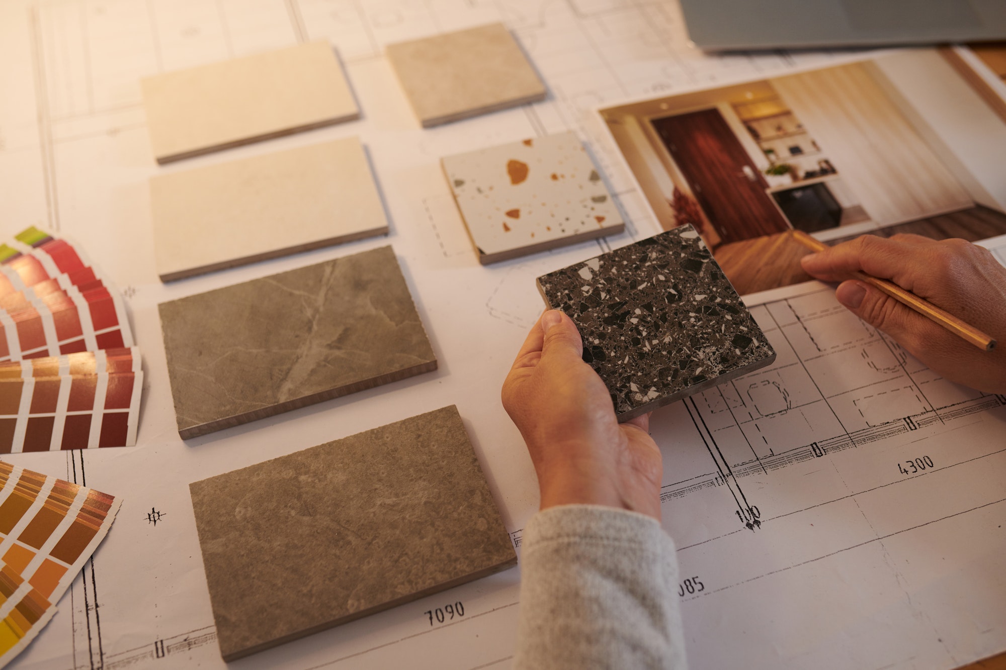 Designer Choosing Floor Tiles