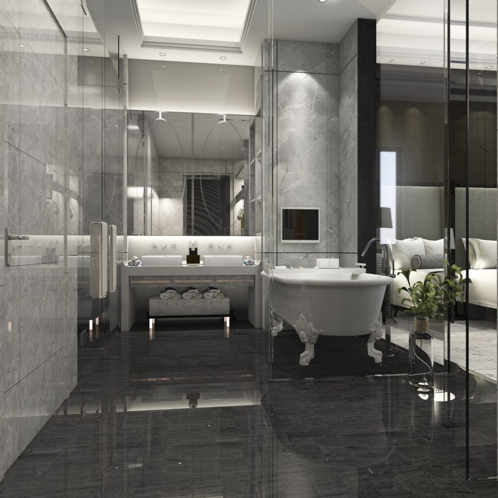 3d rendering luxury bathroom in hotel