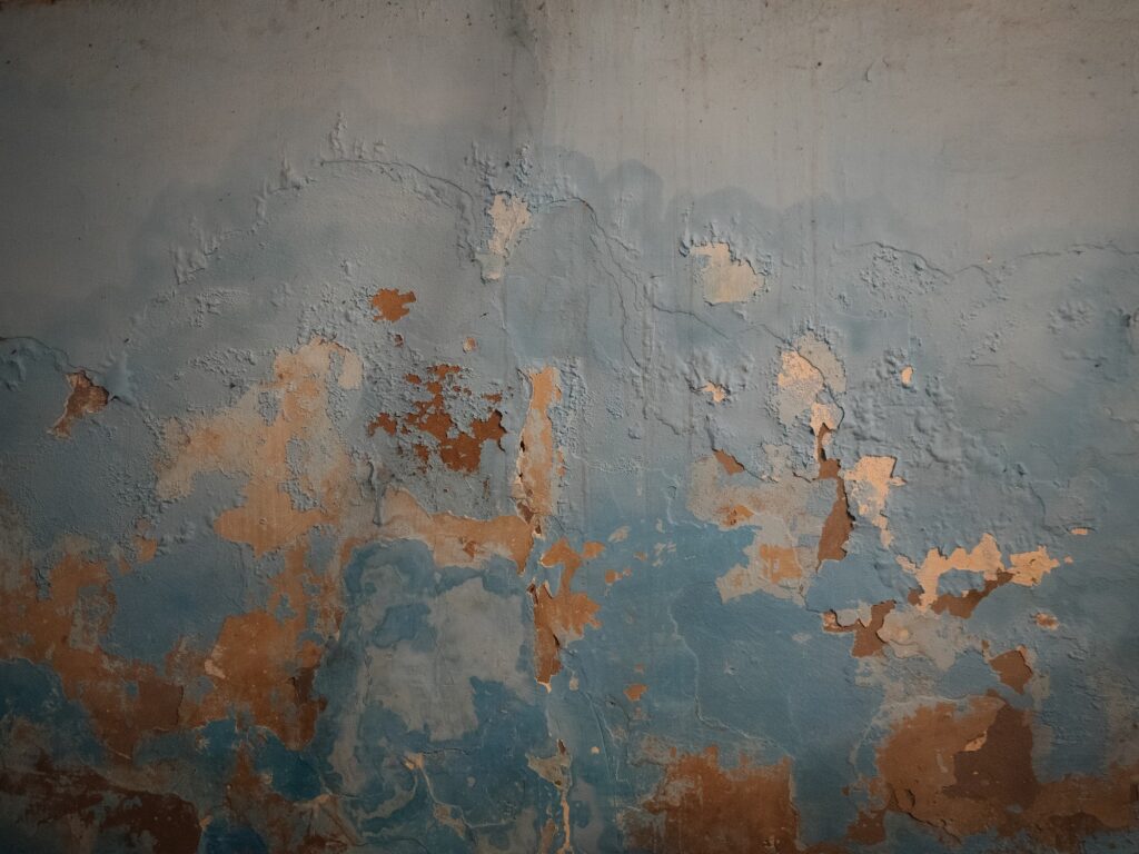 Shabby aged wall background in paint flakes