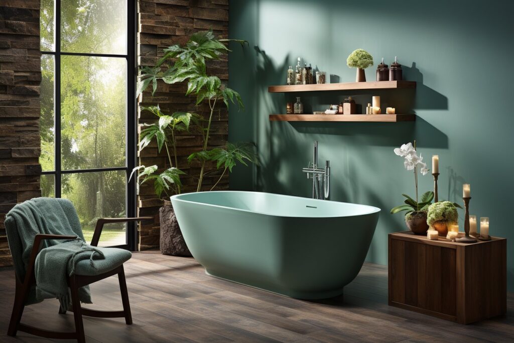 La salle de bain verte et bois : une harmonie naturelle